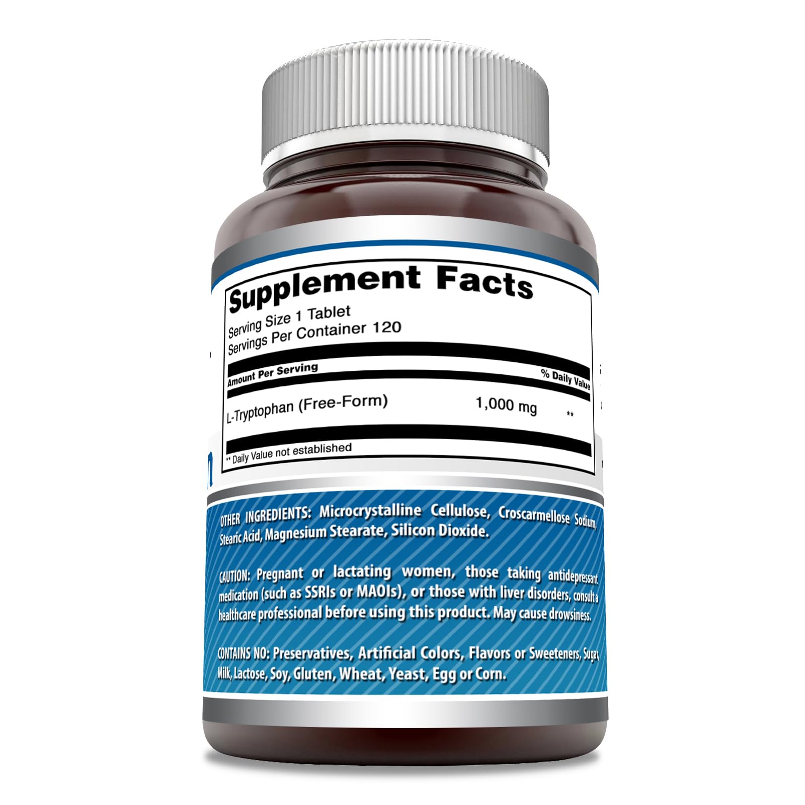 Close-up view of L-Tryptophan 1000mg Tablets