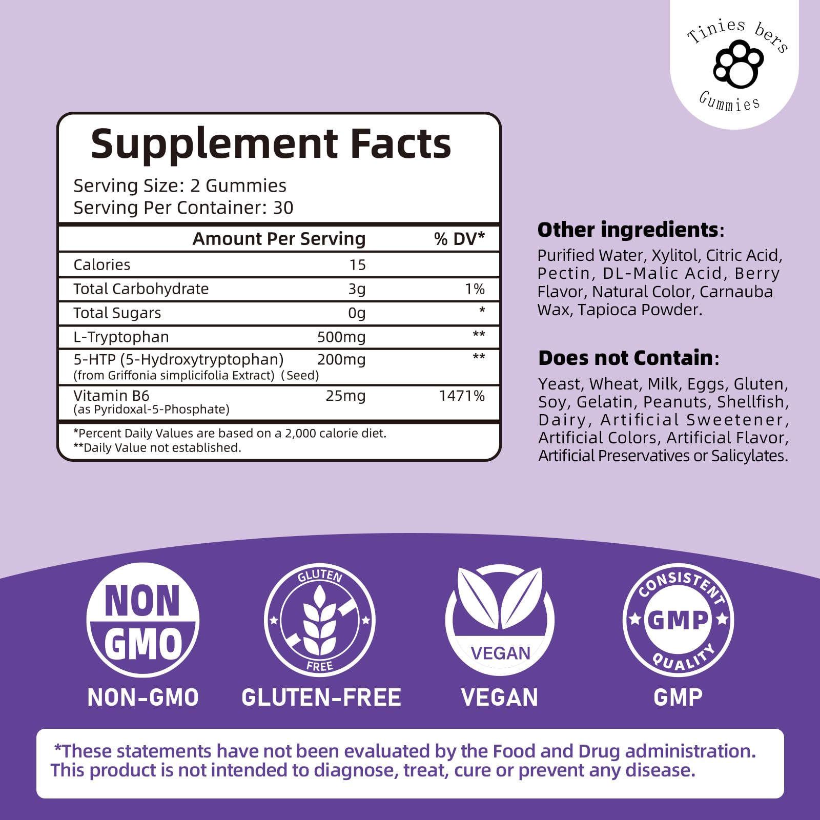 Top view of the L-Tryptophan Gummies bottle showing gummies inside