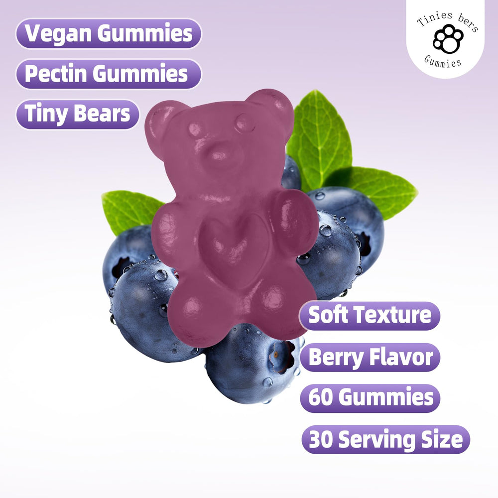 Packaging and branding for Tinies bers L-Tryptophan Gummies berry flavor