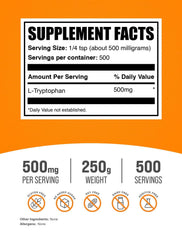 L-Tryptophan powder packaging for BulkSupplements, pack of 1