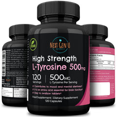 L-Tyrosine 500 mg vegan capsules – front view
