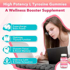 Close-up of L Tyrosine Gummies showing strawberry flavor