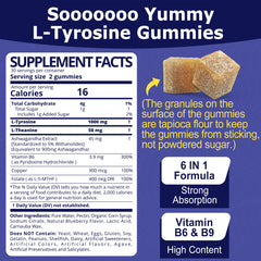Supplement facts panel for L Tyrosine Gummies 1100mg