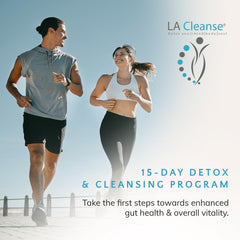 LA Cleanse gut health capsules closeup highlights digestion-supporting ingredients.