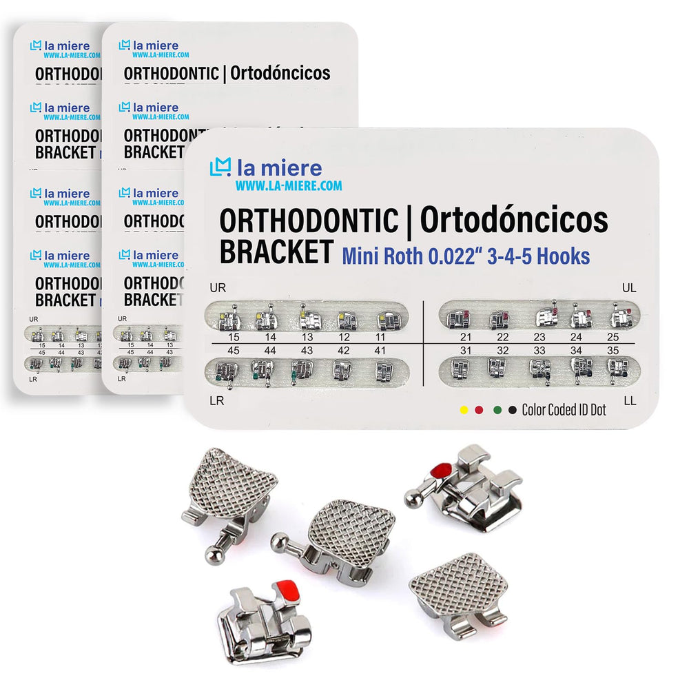 LA MIERE 200PCS Mini Roth Brackets 0.022 Slot Bondable with Hook on 345 – Pack Image 1