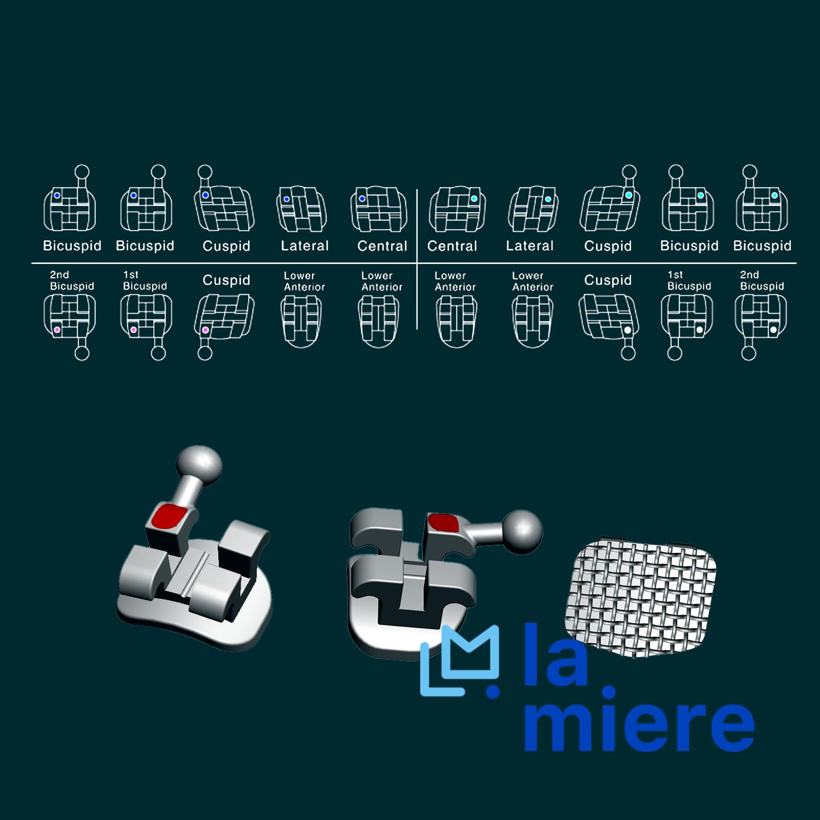 LA MIERE 200PCS Mini Roth Brackets 0.022 Slot Bondable with Hook on 345 – Pack Image 5