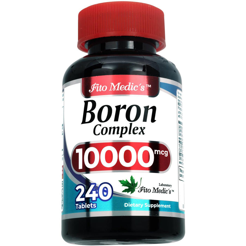Close-up of boron supplement bottle label