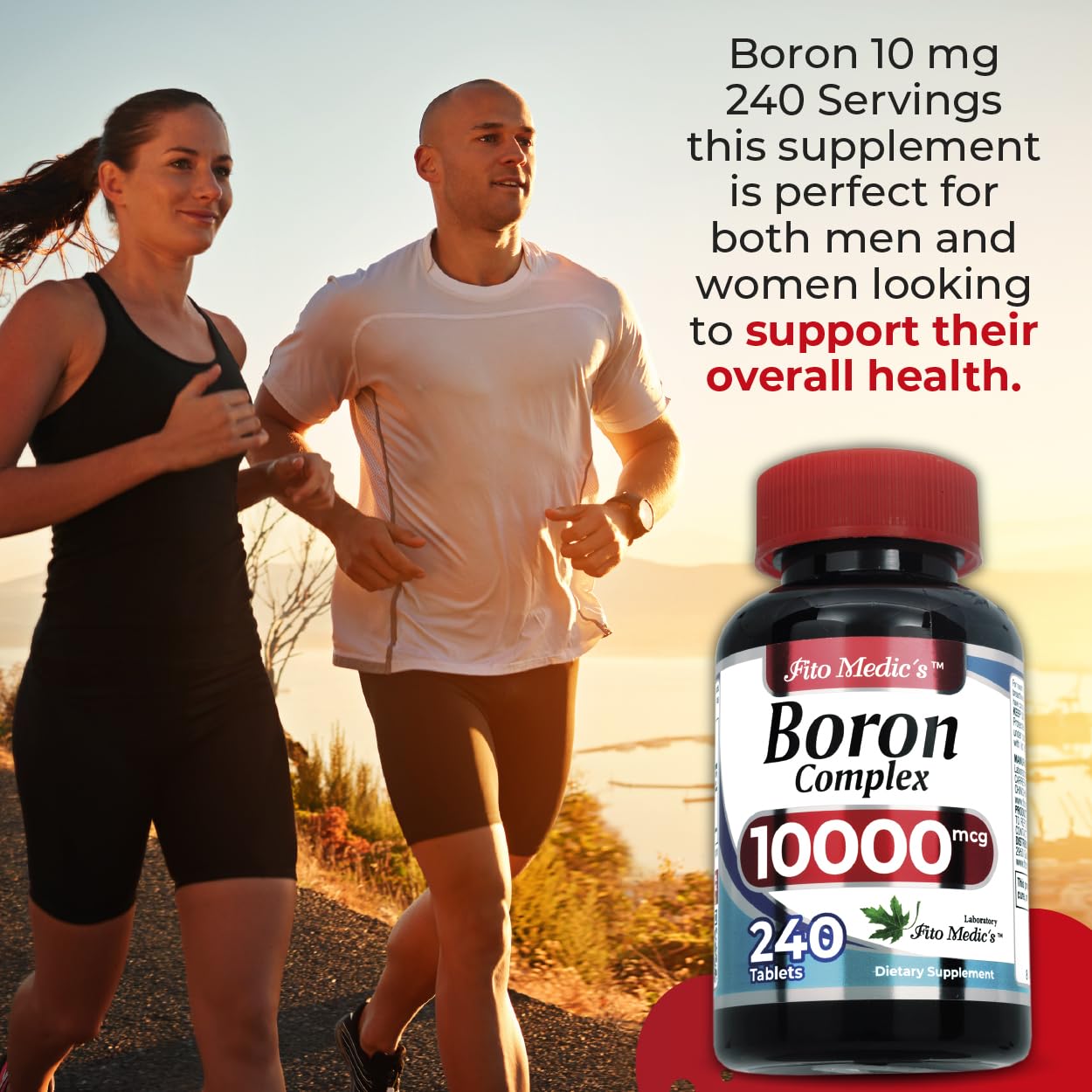 Boron supplement capsules on white background
