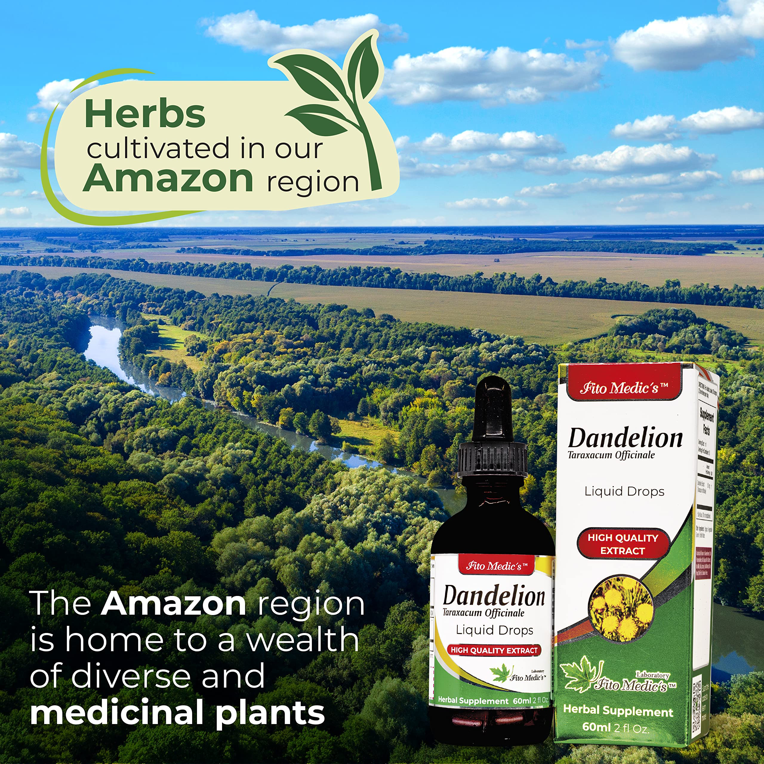 Alcohol-free high-absorption dandelion tincture bottle