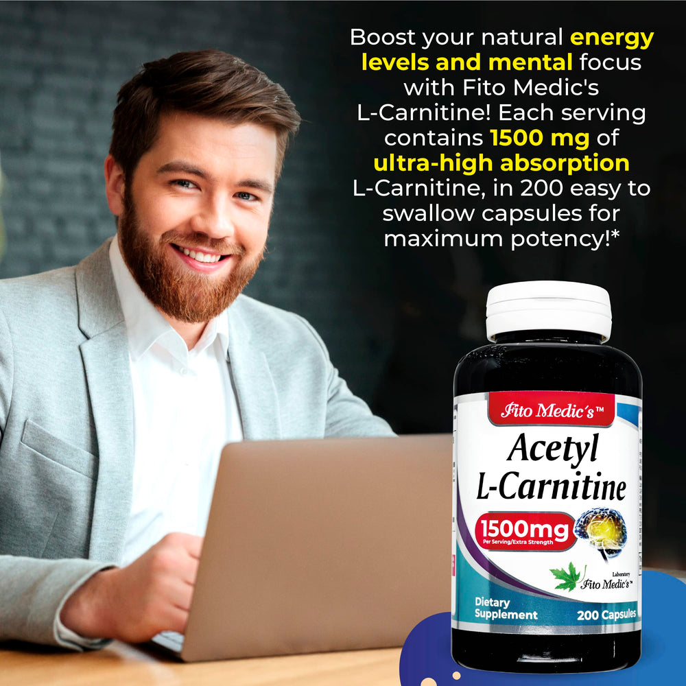 Close-up of L-Carnitine capsules in bottle