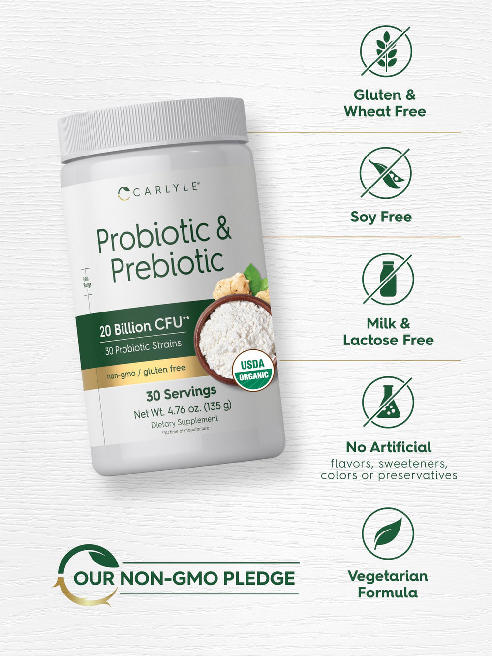 Laboratory-tested ingredients seal for Carlyle supplement