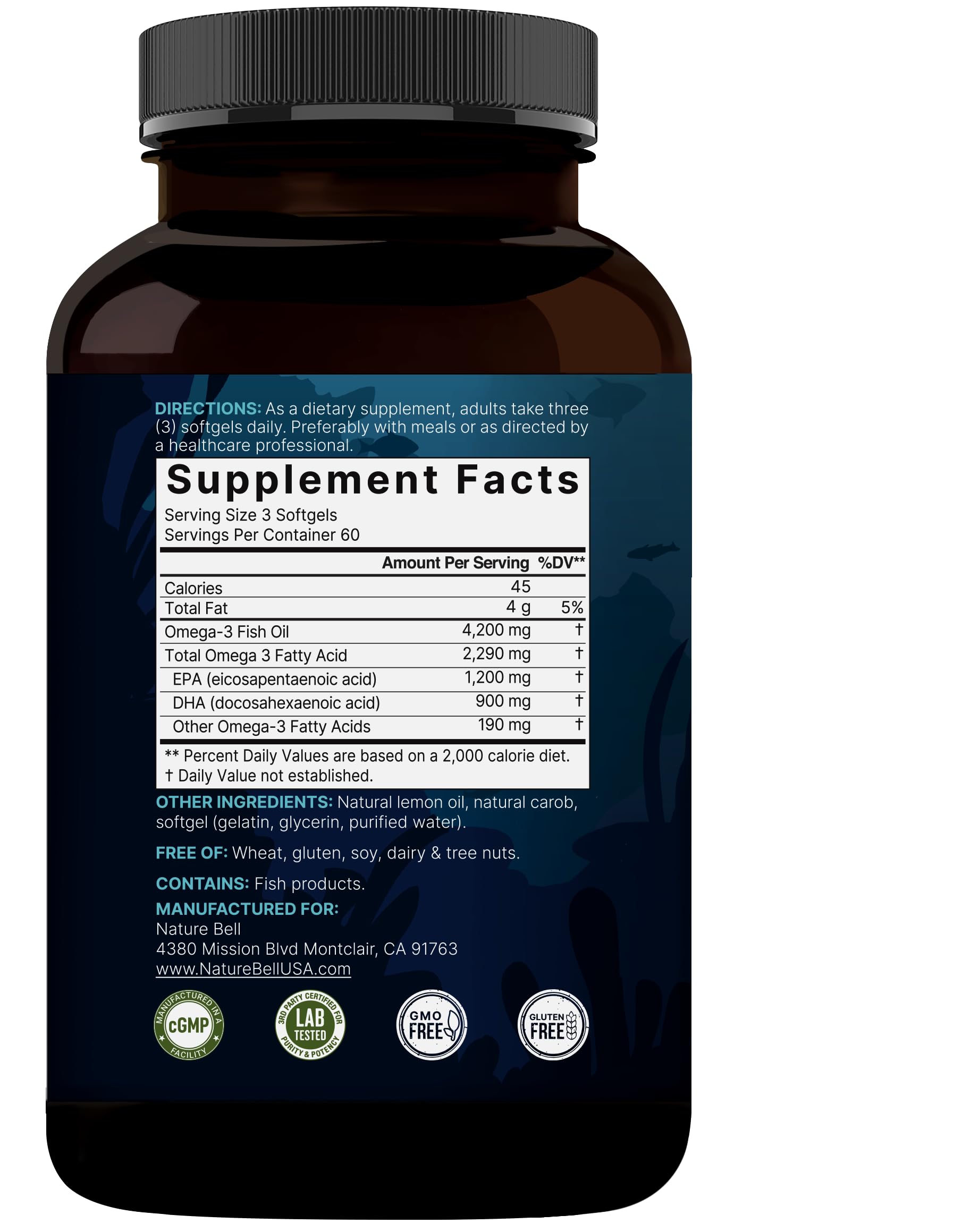 Third-party lab tested omega-3 supplement