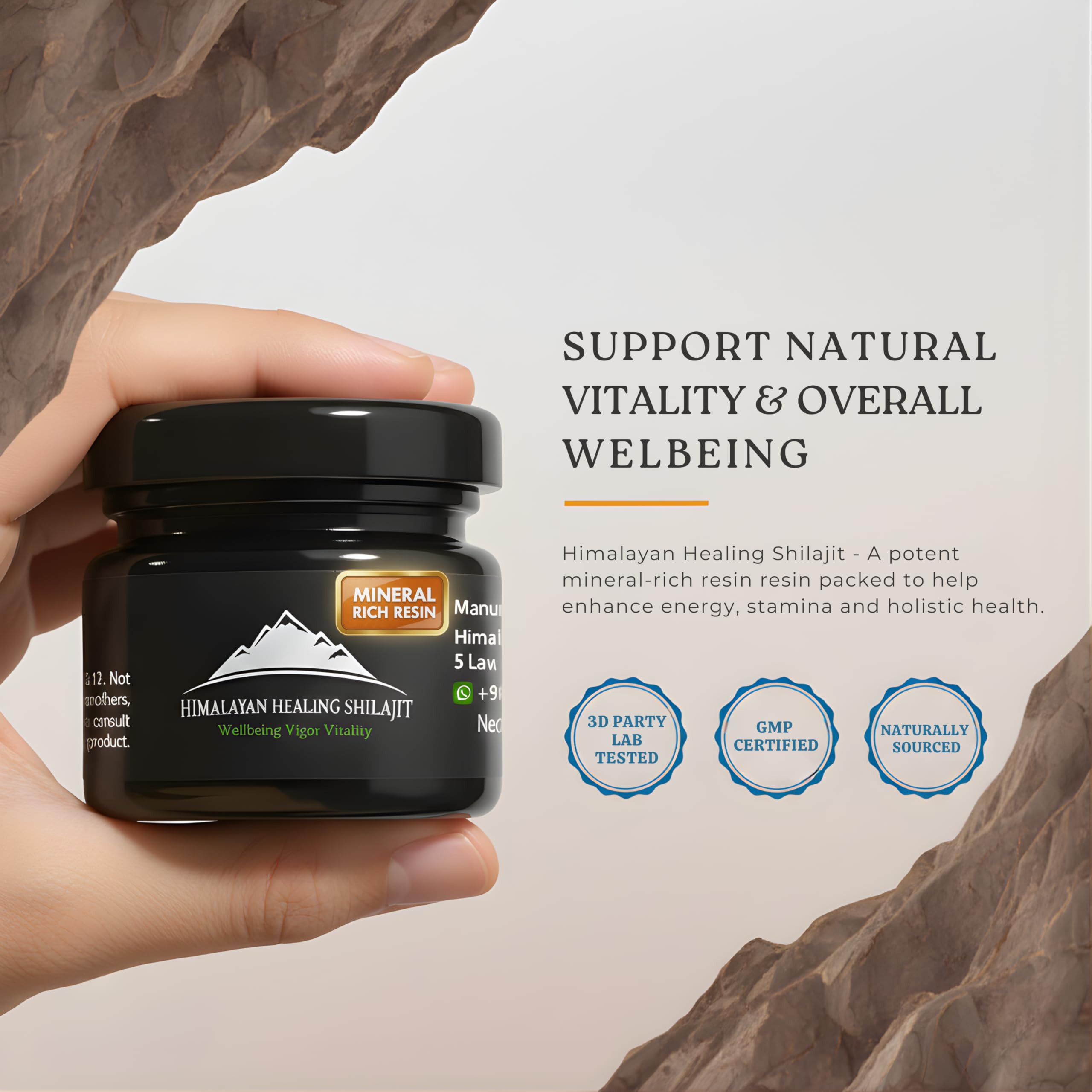 Lab-tested Shilajit resin with 85+ minerals