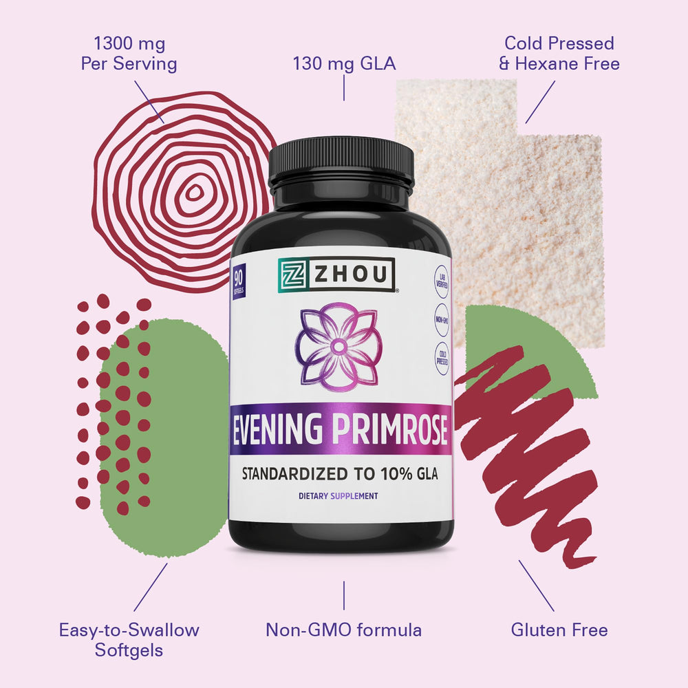 Lab verified seal on Zhou Evening Primrose Oil packaging