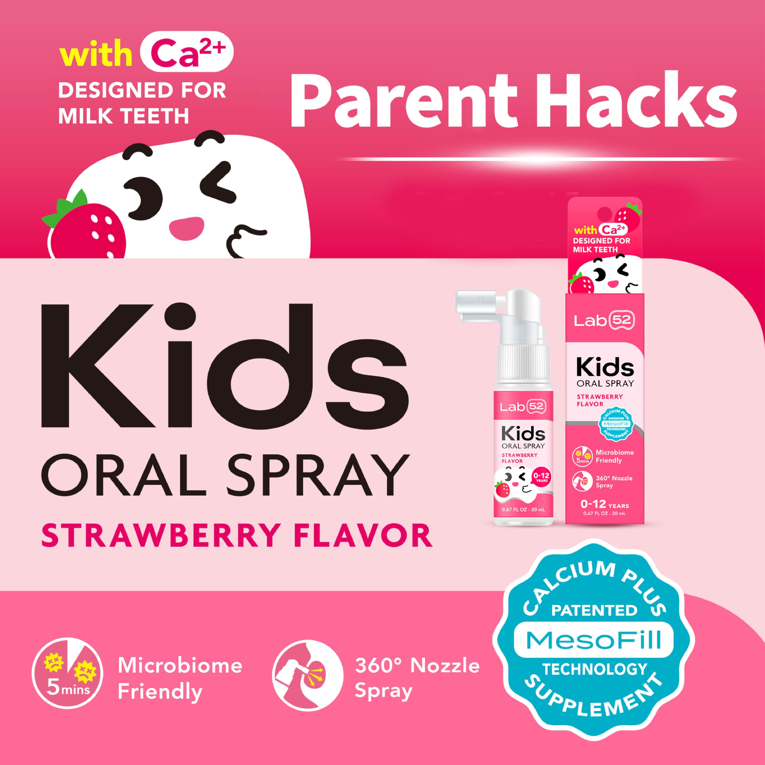 Child-friendly LAB52 Kids Oral Spray held by a caregiver