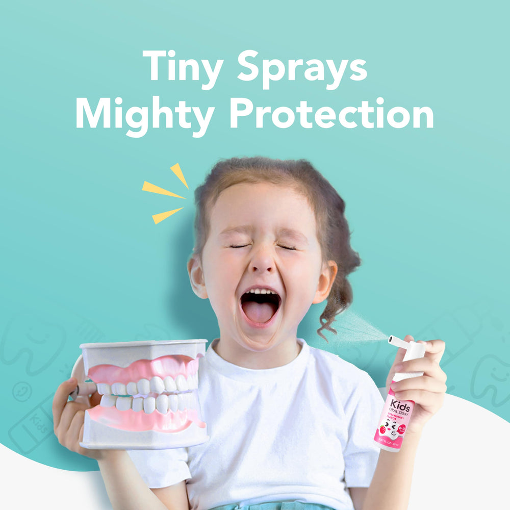 Toddler smiling after using LAB52 Oral Spray