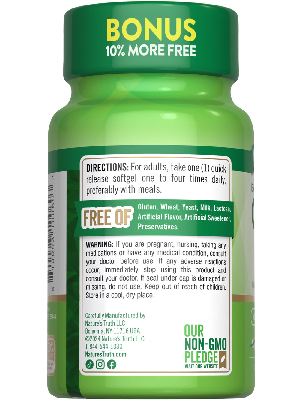 Close-up label of Nature's Truth CoQ10 product