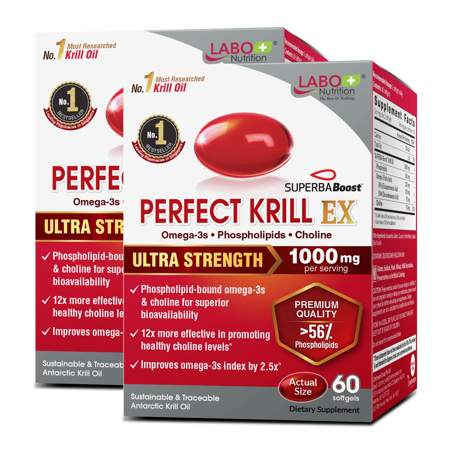 LABO Nutrition Perfect Krill EX Antarctic krill oil 1000mg bottle