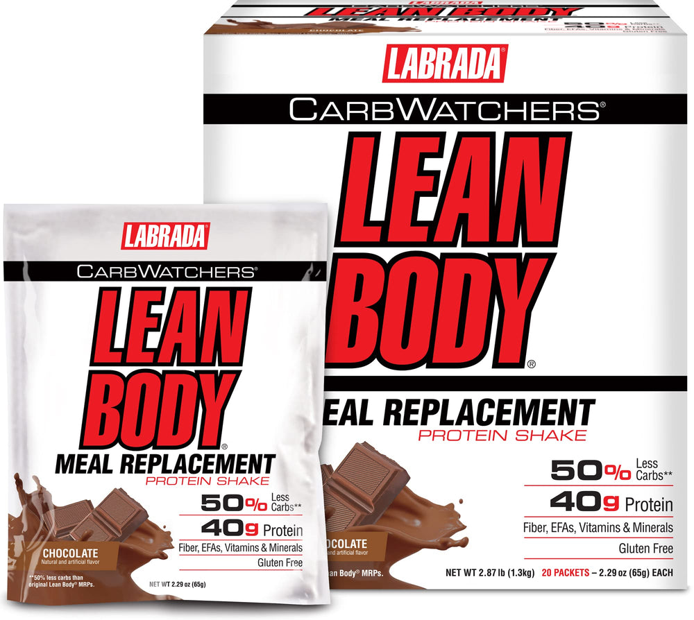 Labrada Carb Watchers Lean Body Chocolate Ice Cream shake box and packets