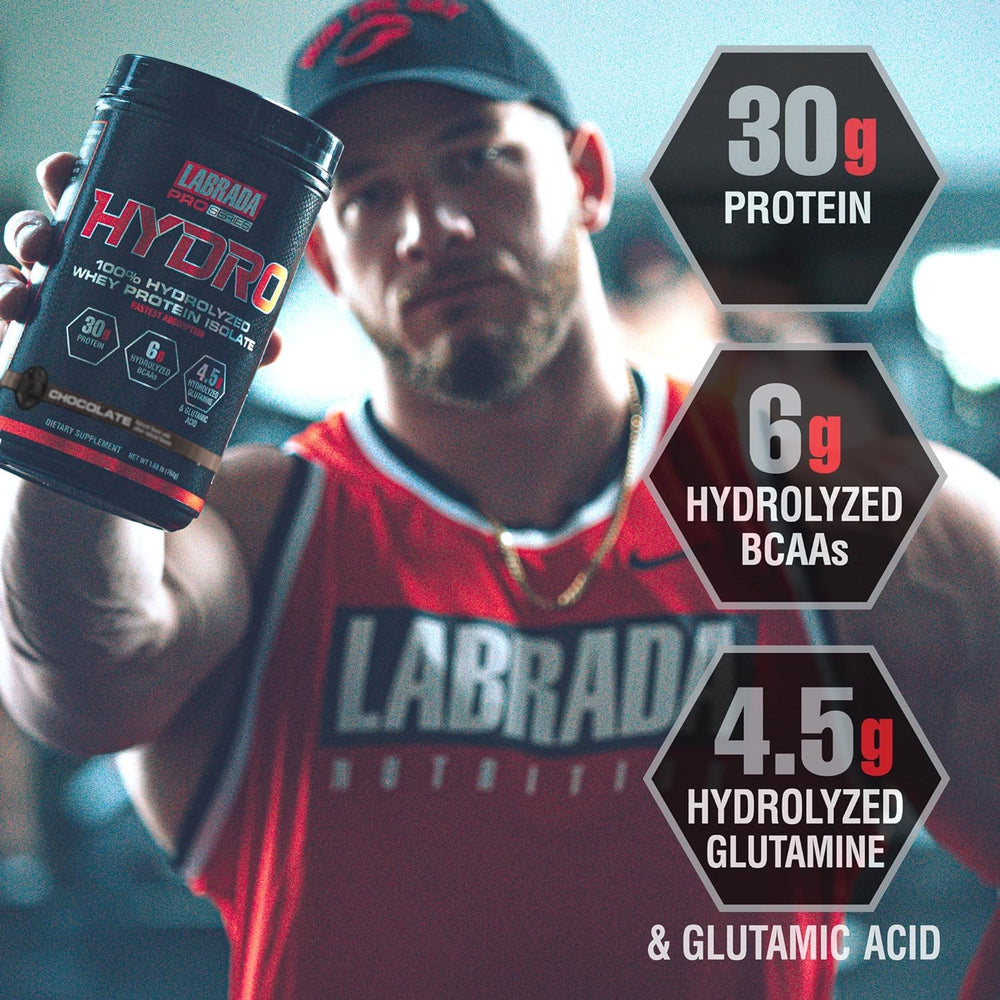 Labrada Hydro mixable powder in glass demonstrates instant mixing capability