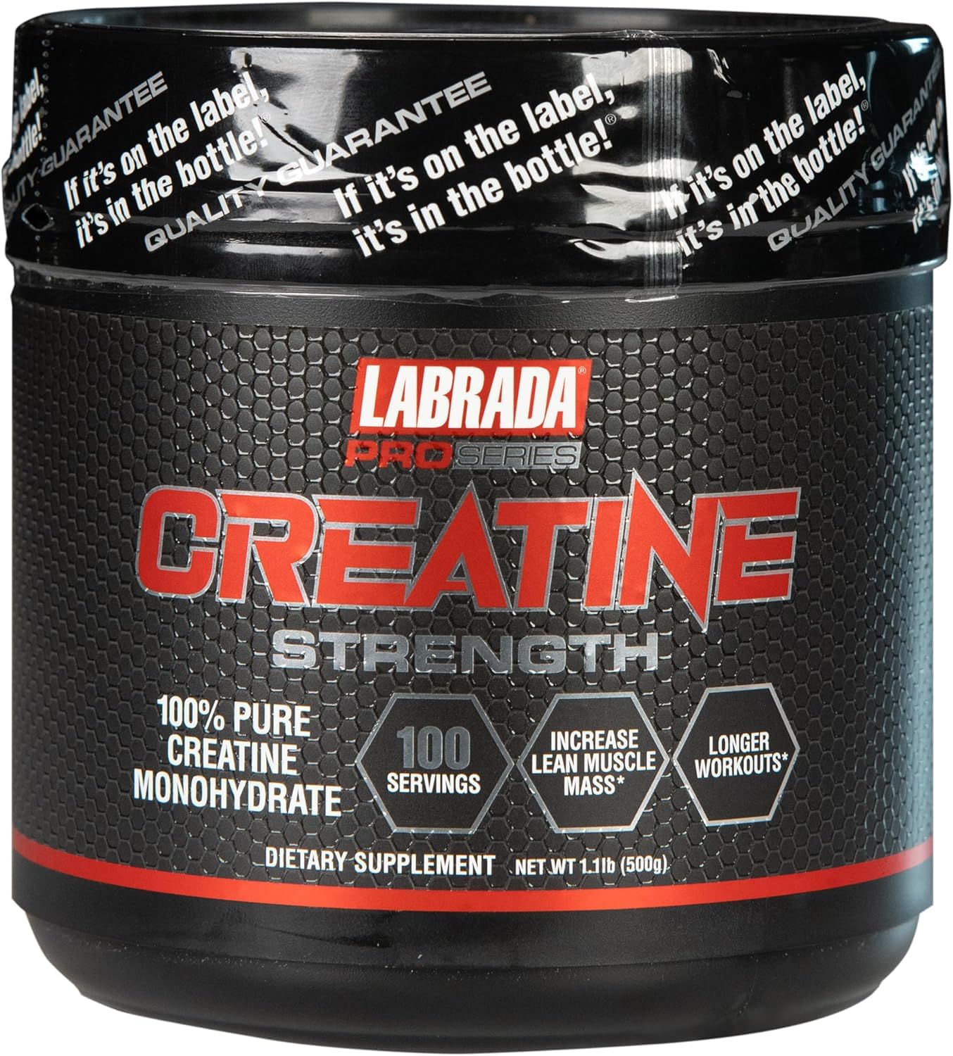 Front view of Labrada Pro Series Creatine Strength 500g container