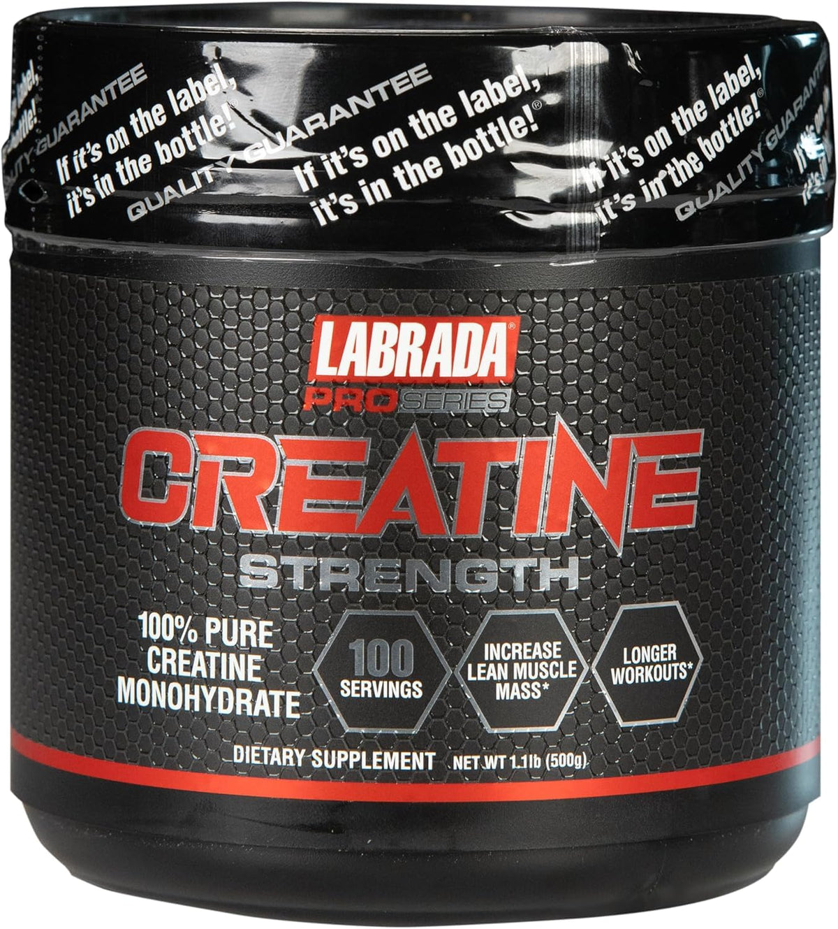 Front view of Labrada Pro Series Creatine Strength 500g container