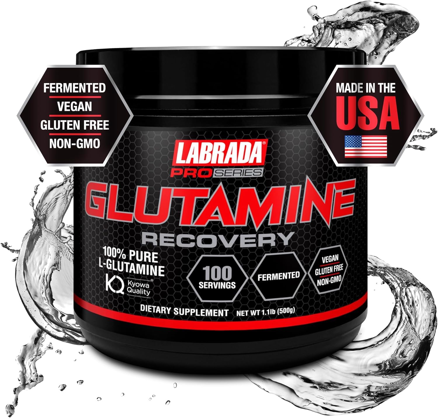 Labrada Pro Series Glutamine Recovery 500 g tub with scoop