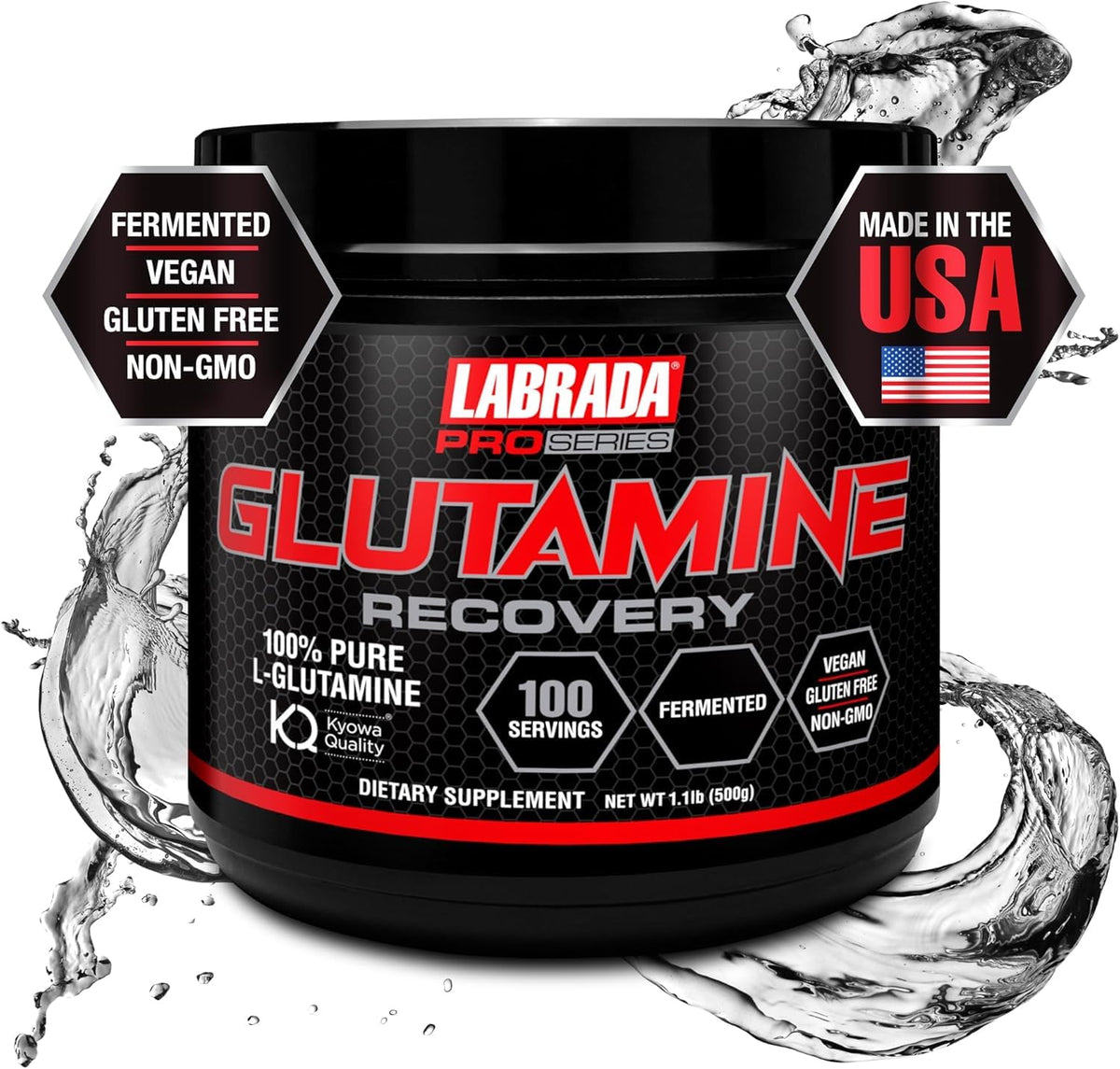 Labrada Pro Series Glutamine Recovery 500 g tub with scoop