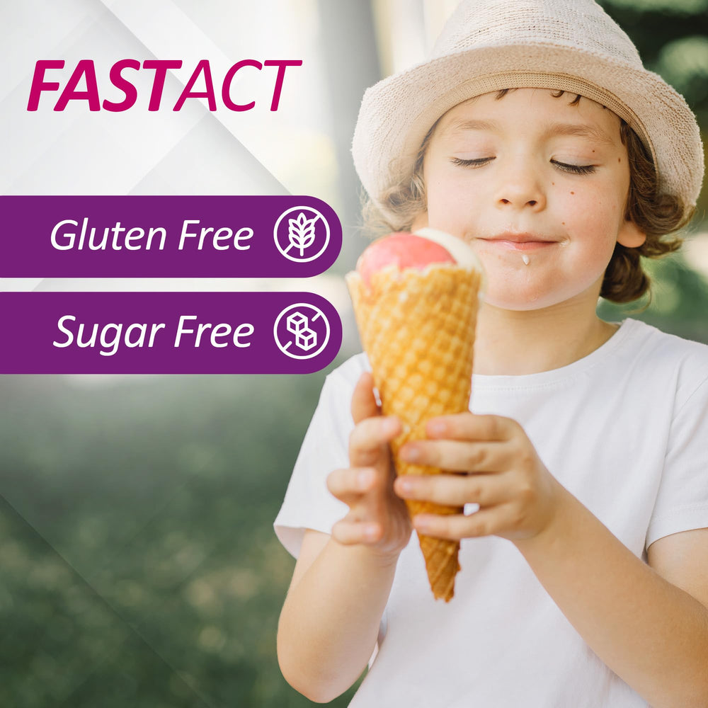 Strawberry flavor lactase enzyme tablet close-up