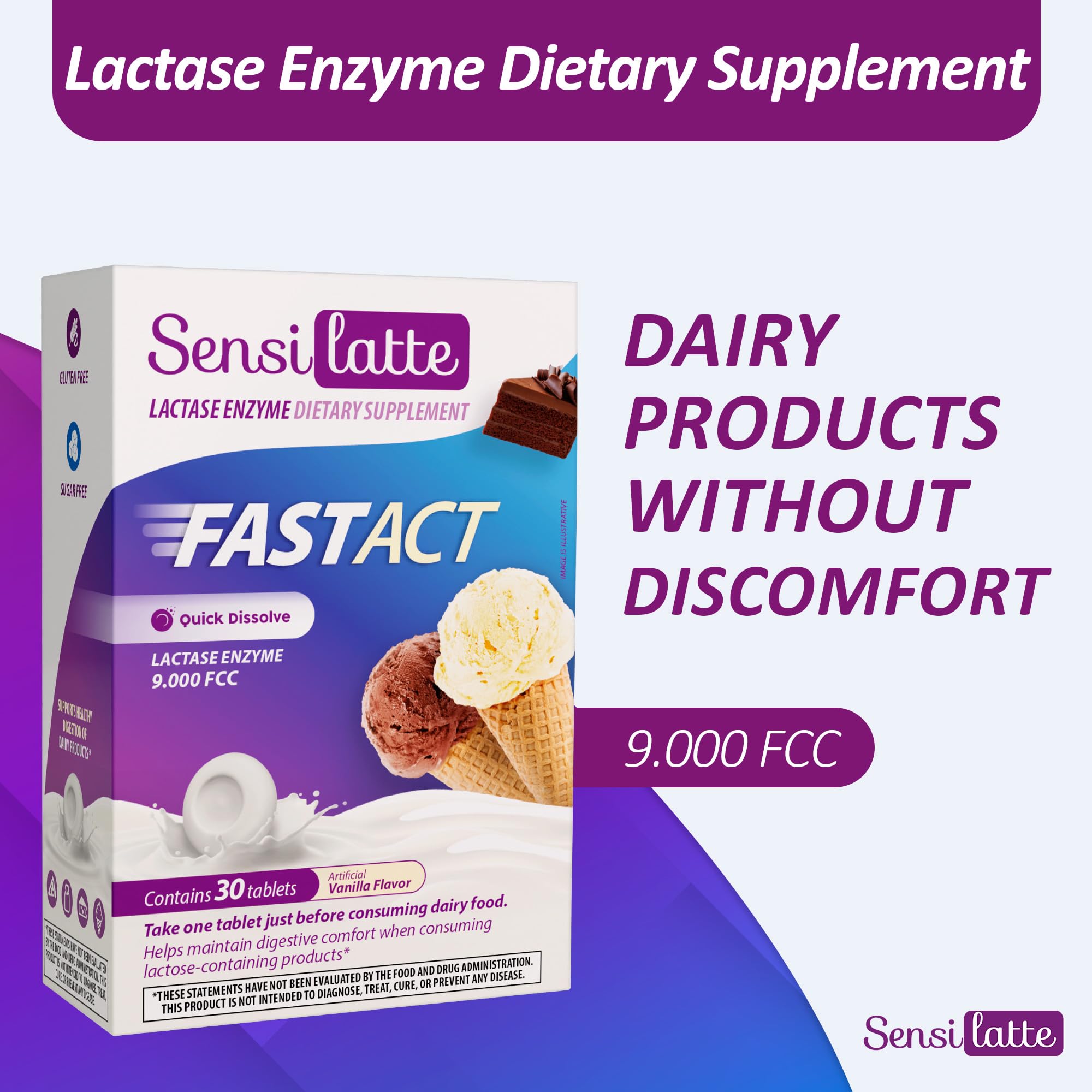 Dairy-friendly lactase enzyme tablet in hand