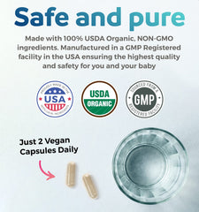 Dosage instruction showing two vegan capsules