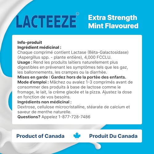 Label highlighting 4,000 FCC lactase enzyme