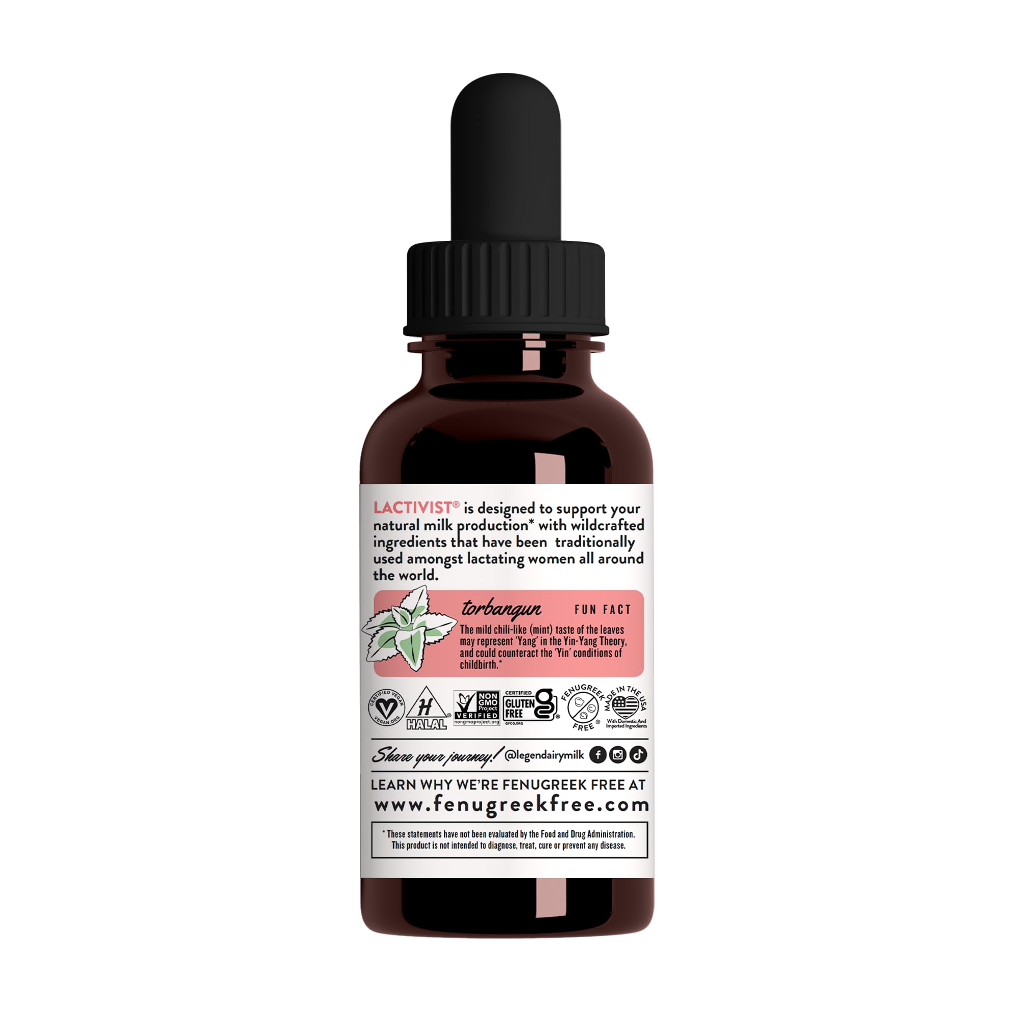 Close-up of Lactivist Drops label