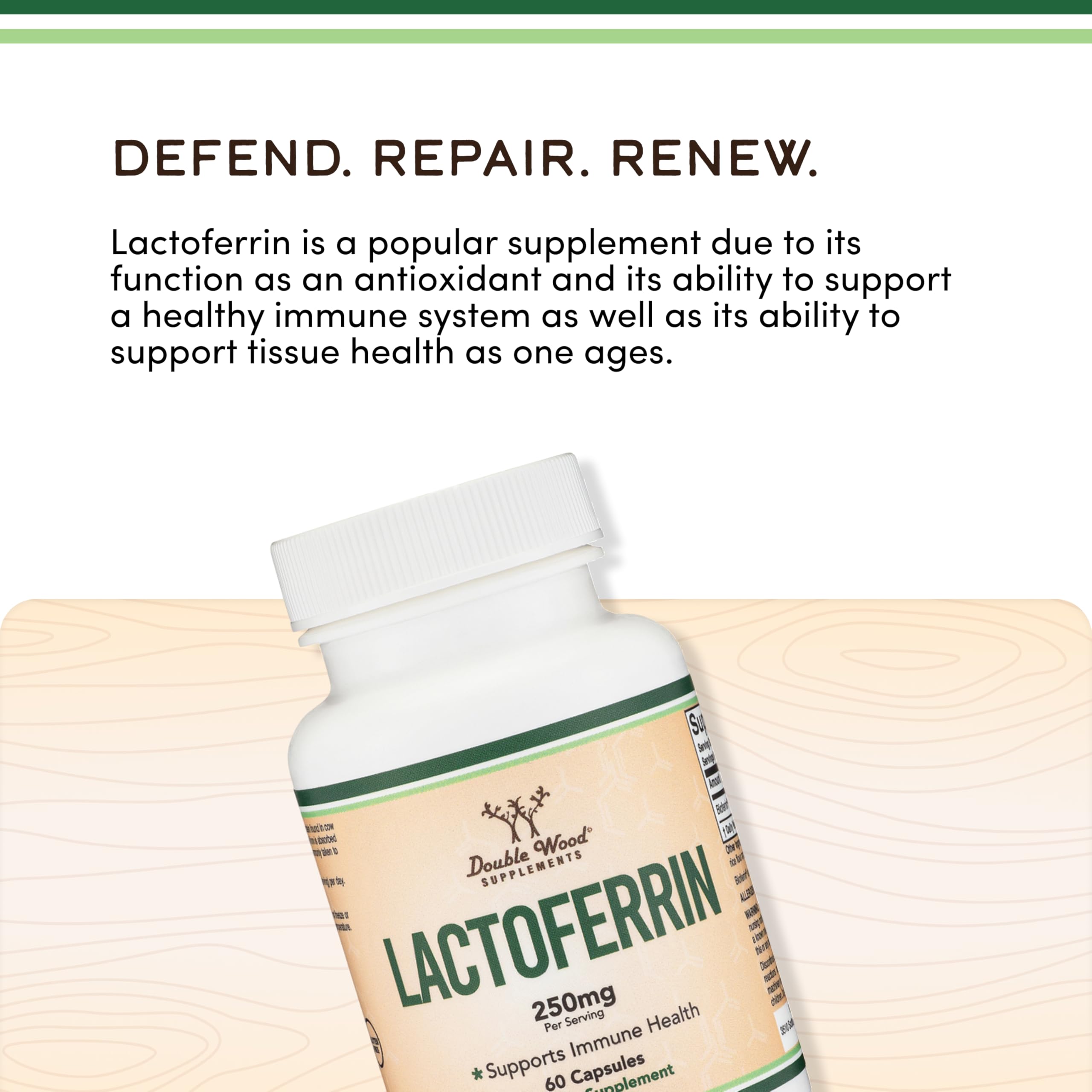 Supplement facts panel for Bioferrin Lactoferrin