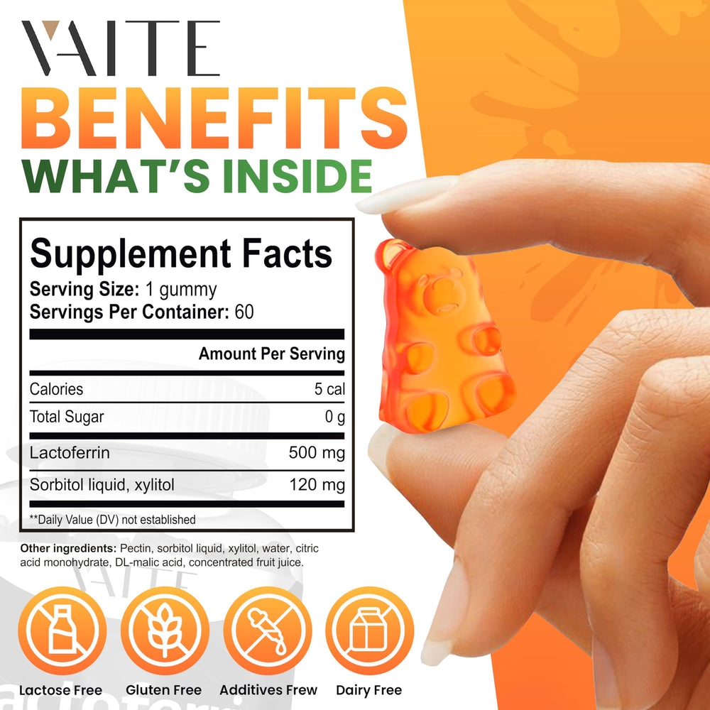 Ingredient panel for Lactoferrin 500mg gummies