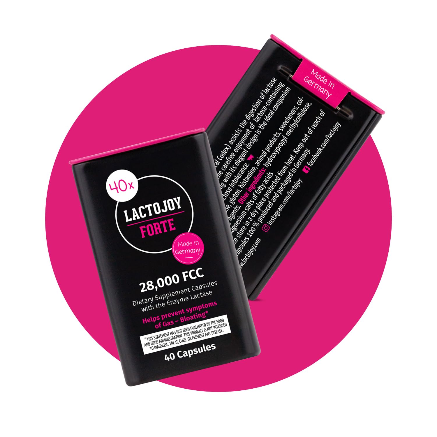 LactoJoy Forte lactase enzyme capsules close-up