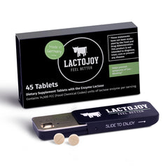 Front view of LactoJoy Lactase Pills bottle