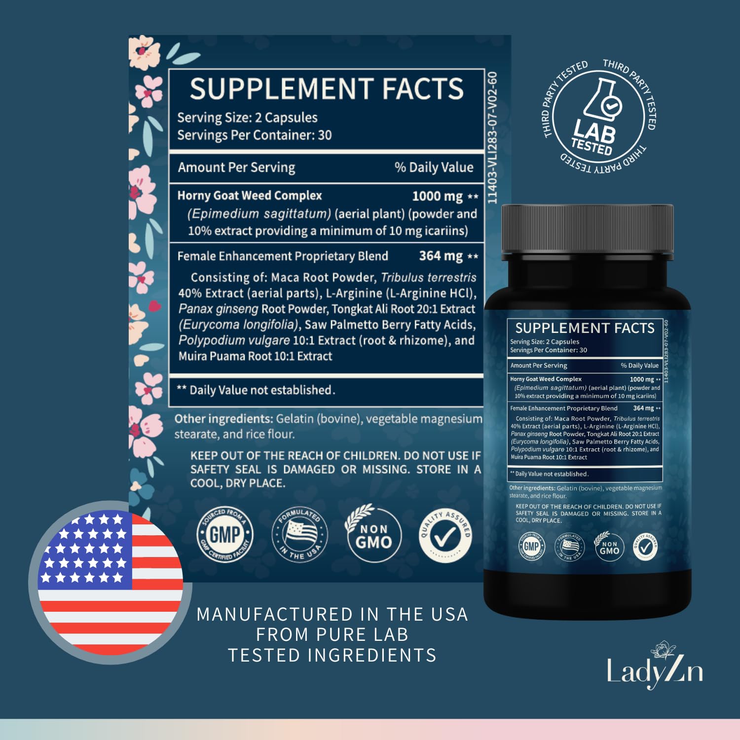 Maca Root and Tribulus Terrestris ingredients close-up