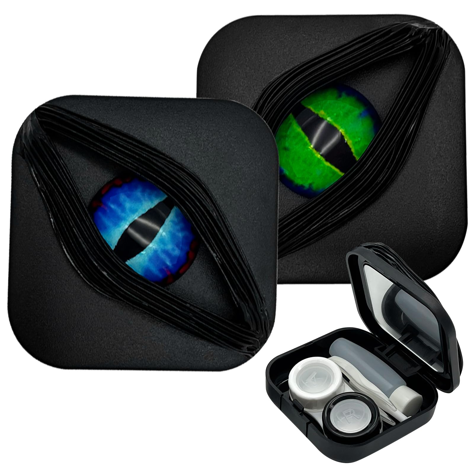 LADYPONYCSC 2 Pack Halloween Contact Lens Case (case only) in gothic matte black