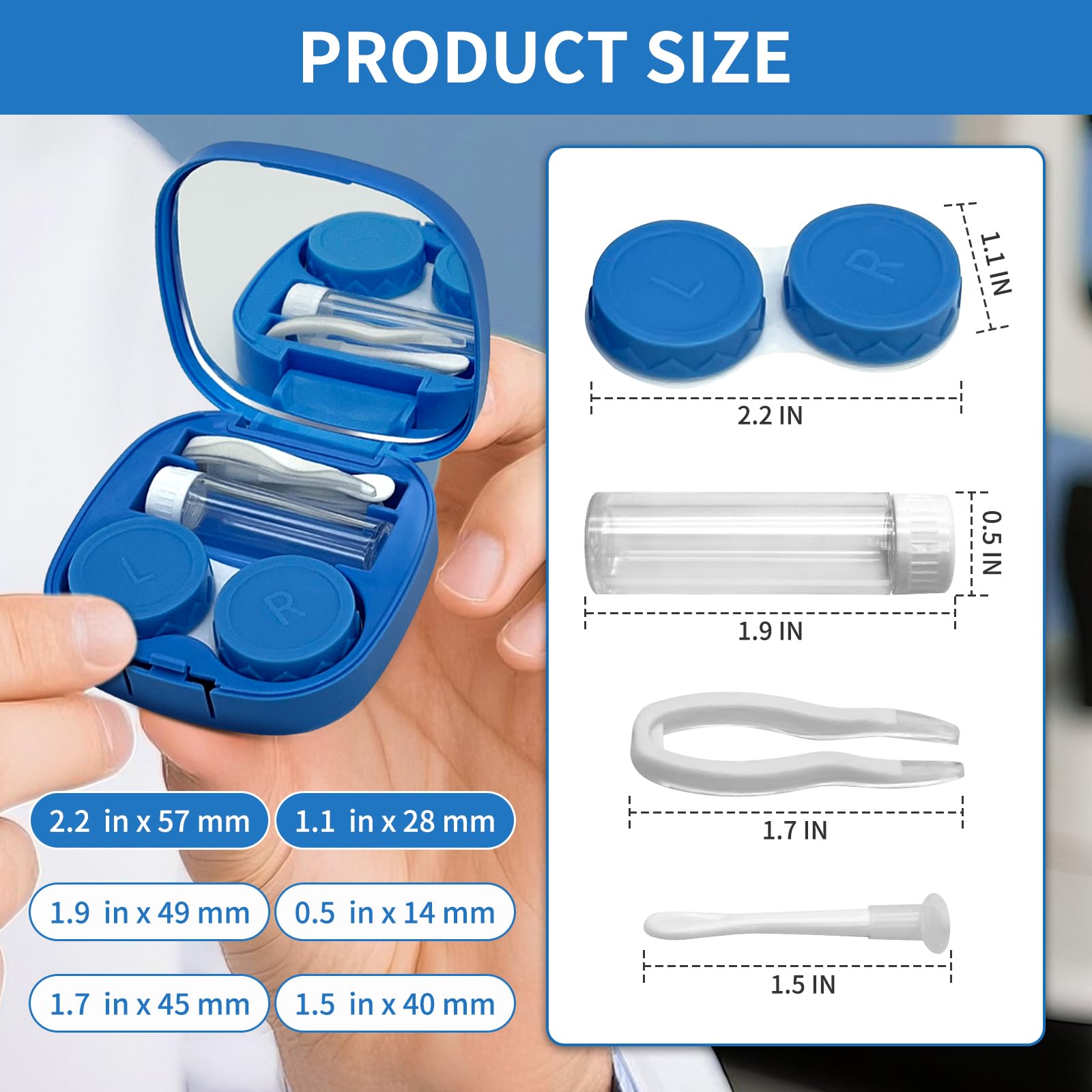 LADYPONYCSC white square contact lens case with built-in mirror