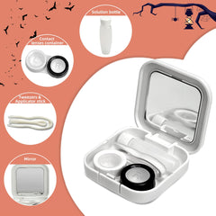 Case with two color-coded lids (black and white) for organization