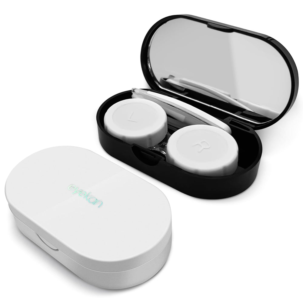 Black lens case with built-in mirror