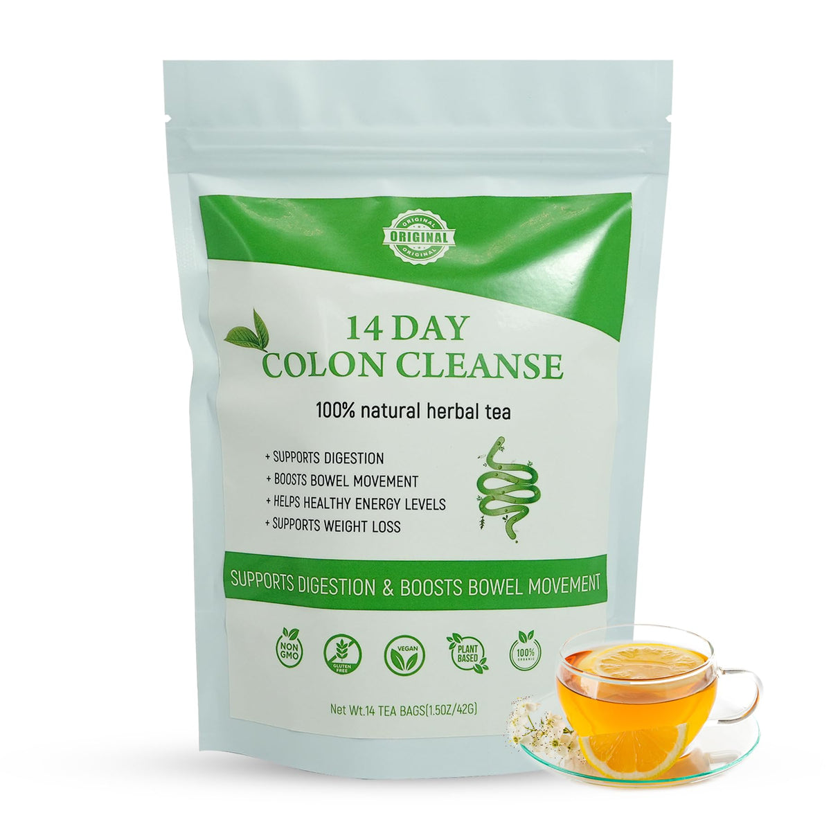 Laicuherb Organic 14 Day Colon Cleanse Tea packaging