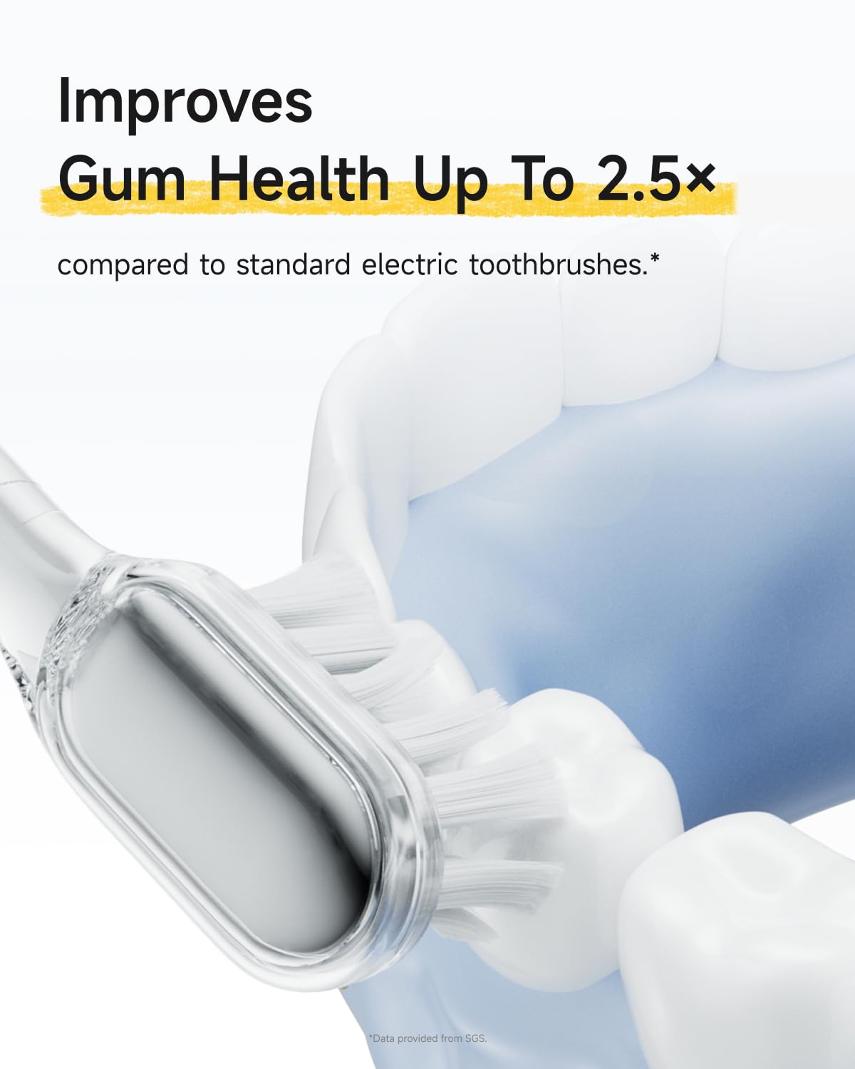 App interface displaying brushing settings on a smartphone