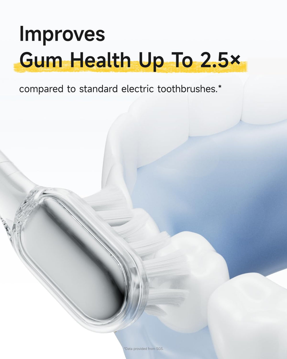 App interface displaying brushing settings on a smartphone