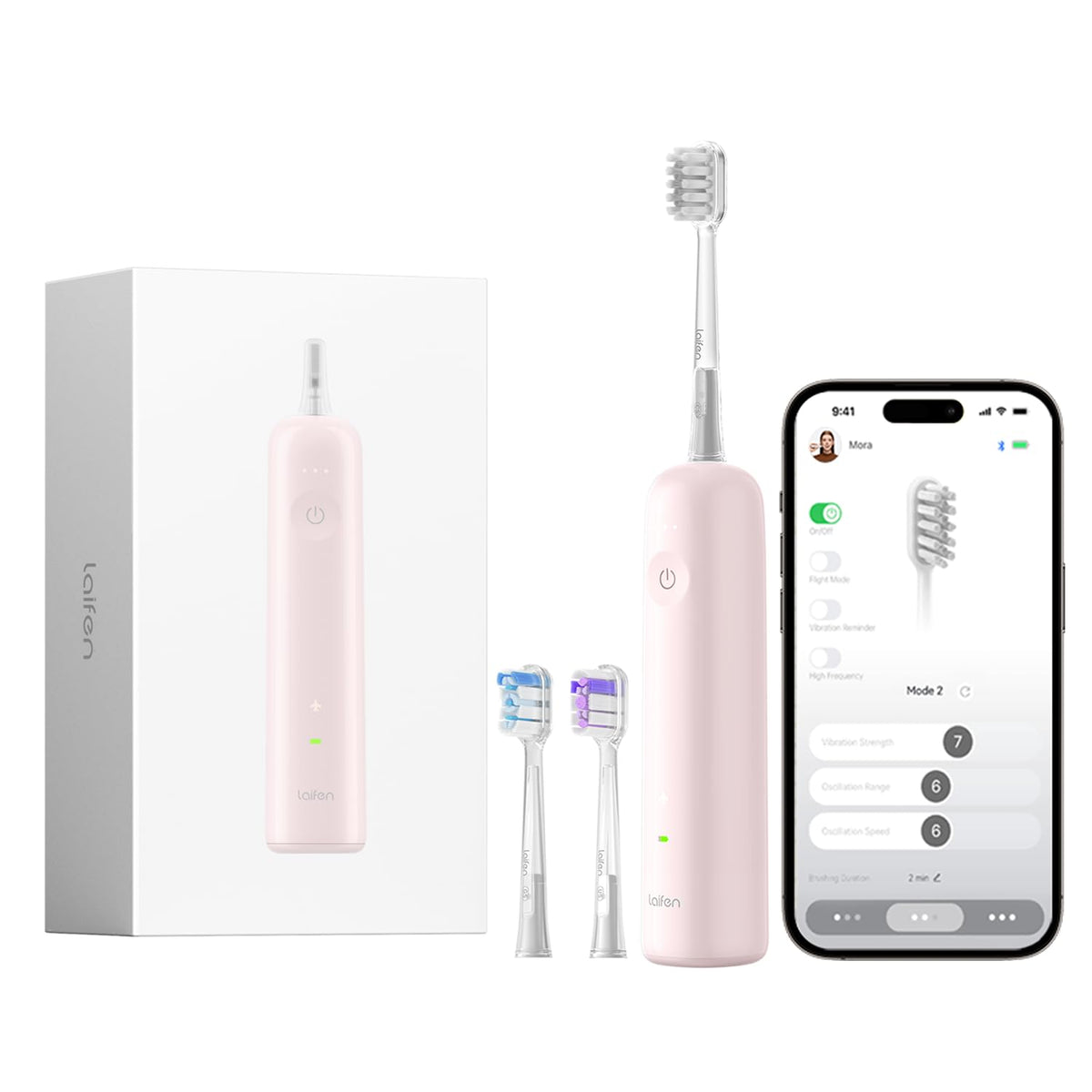 Laifen Wave toothbrush head close-up showing soft TPU bristles