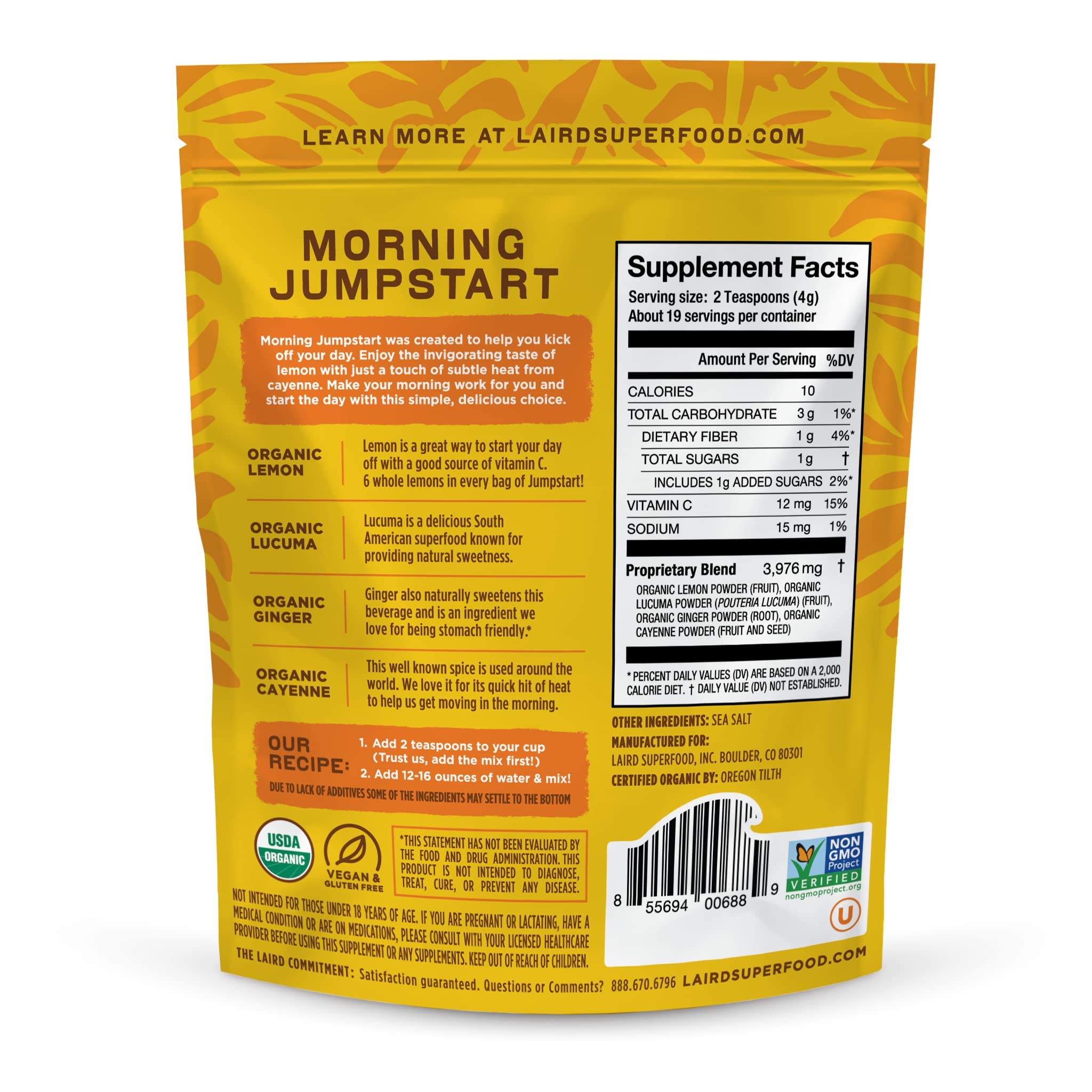 Front label of the 2.7 oz Morning Jumpstart bag