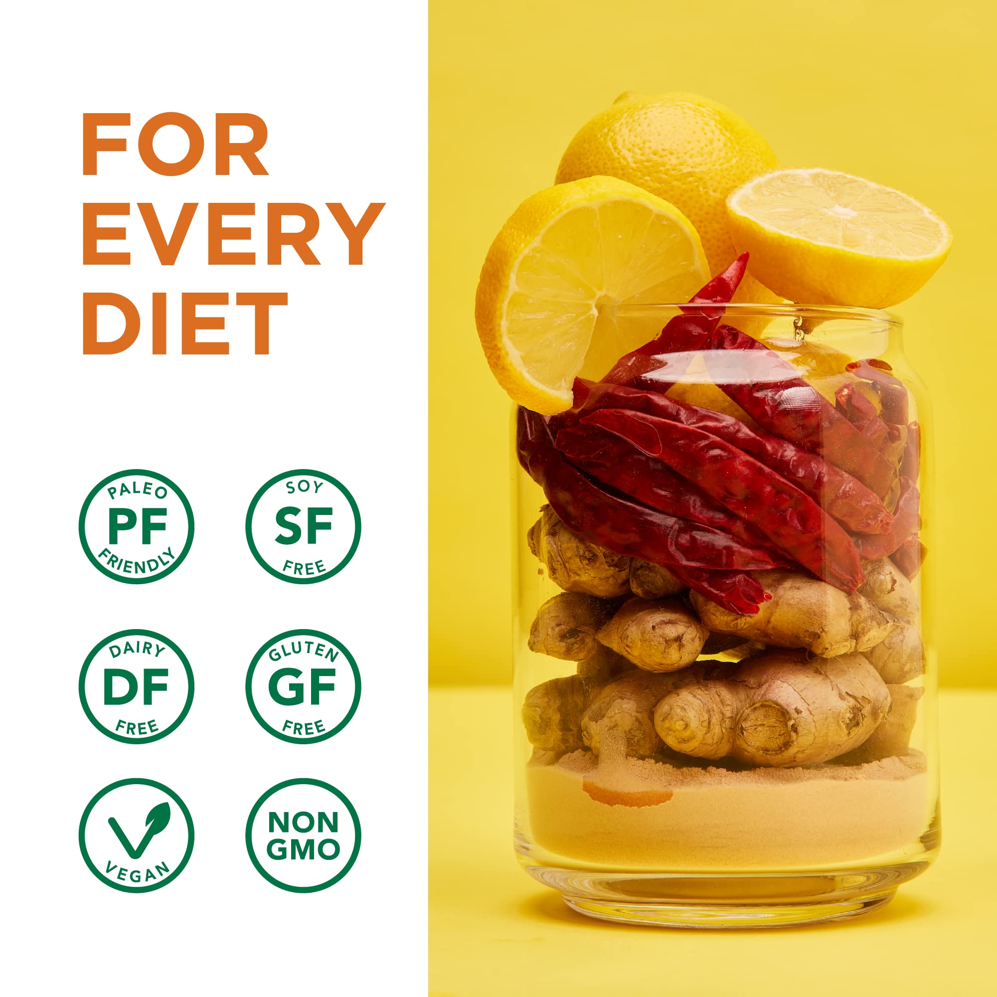 Ingredients area showing lemon lucuma ginger cayenne on label