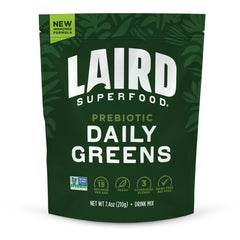 Front view of Laird Superfood Prebiotic Daily Greens Powder in a 7.8 oz bag
