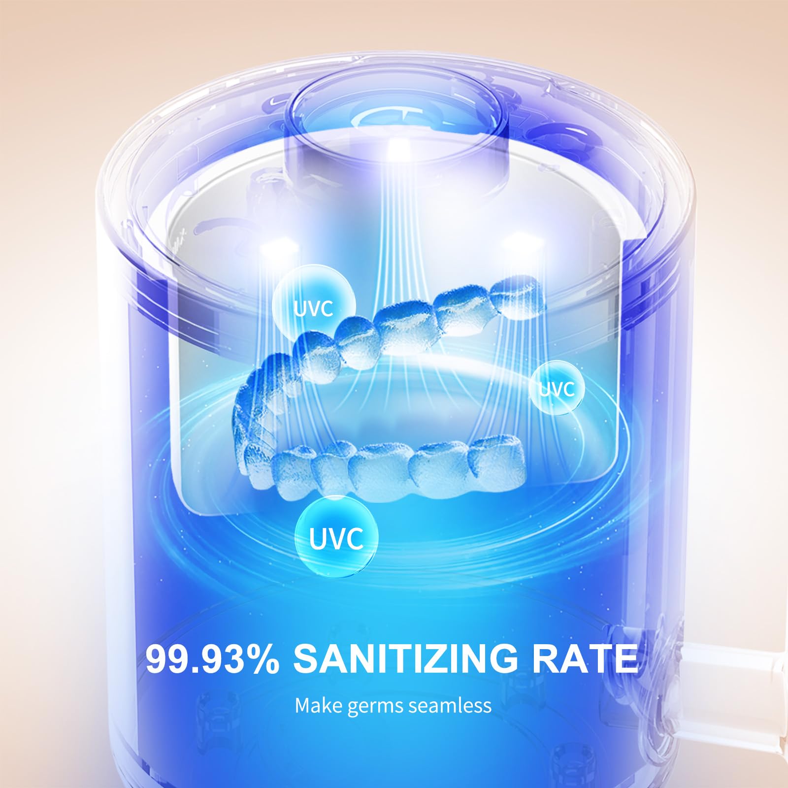 36W ultrasonic denture cleaner in action